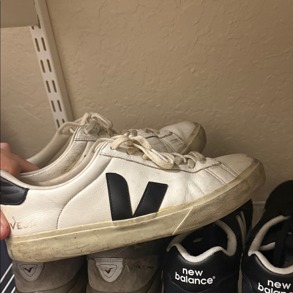 Veja White Sneakers with Black V Logo